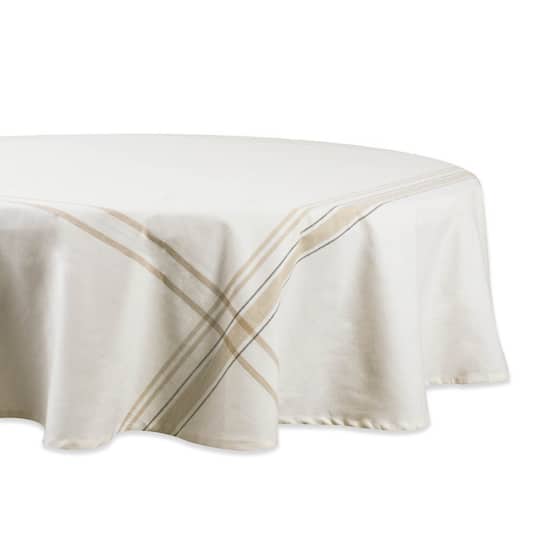 DII® 70" Round White Chambray French Stripe Tablecloth | Michaels®
